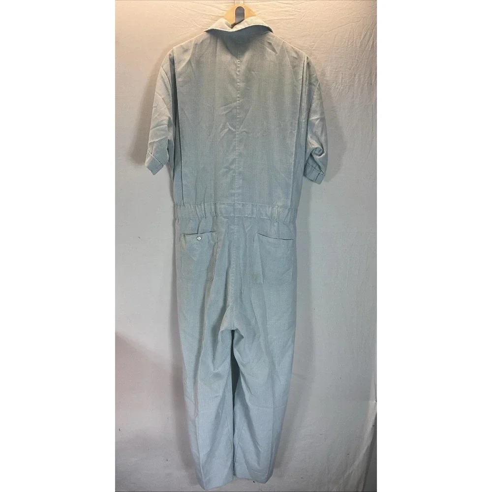 WALLS Vtg 60s 70s Jumpsuit One Piece Leisure wear‎ Mr. Roper Disco LG blue plaid